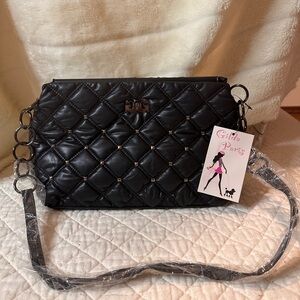 Gilda Paris Black Quilted Crossbody Handbag